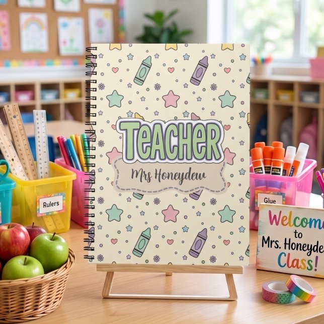 Süße Lehrer Buntstift Schule Muster  Notizblock (Von Creator hochgeladen)