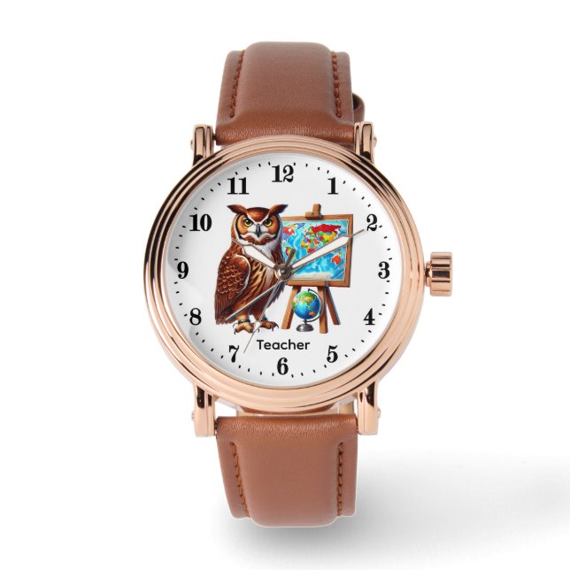 Süße Lehrer-Eule anpassbar  Armbanduhr (Vorderseite)