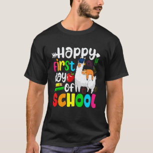 Süße Lehrerin Llama Glücklicher erster Schultag T-Shirt