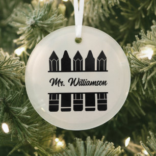 Süße Lehrerin mit Monogramm  Ornament Aus Glas