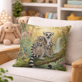 Süße Lemuren-Mama und Babys Dschungeltiere Kissen