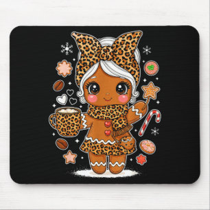 Süße Leopard Lebkuchen Mädchen Kokette Schleife Fe Mousepad