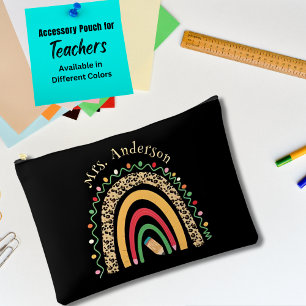 Süße Leopard-Rainbow-Lehrergeschenke Schwarz Zubehörtasche