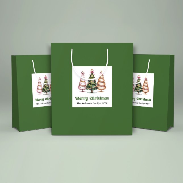 Süße Leopard-Weihnachtsbaum-Geschenktasche mit ind Große Geschenktüte (Sweet Leopard Christmas Tree Gift Bag Custom Name)