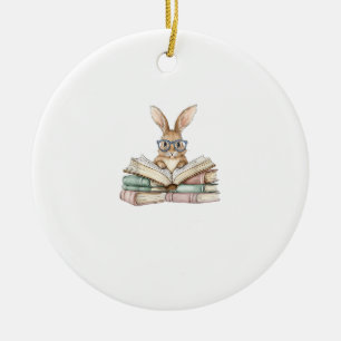 Süße Lesebrille Hasen Bücher Bücherwurm Leser T Keramik Ornament