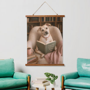 Süße Lesewasserfarben-Bibliotheksillustration mit Wandteppich Mit Holzrahmen