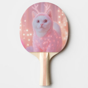 Süße leuchtende Rentier-Kitty-Winterfantasie Tischtennis Schläger