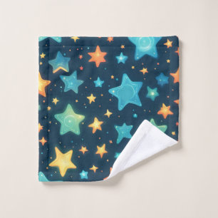Süße leuchtende Sterne auf Blau Waschlappen
