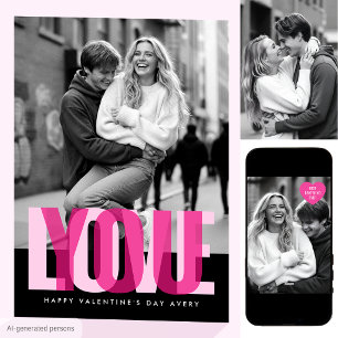 Süße Liebe dich 3 Fotos Valentinstag Schwarz Rosa Karte