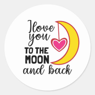 Süße Liebe dich Mond Rückseite Wort Kunst  Runder Aufkleber