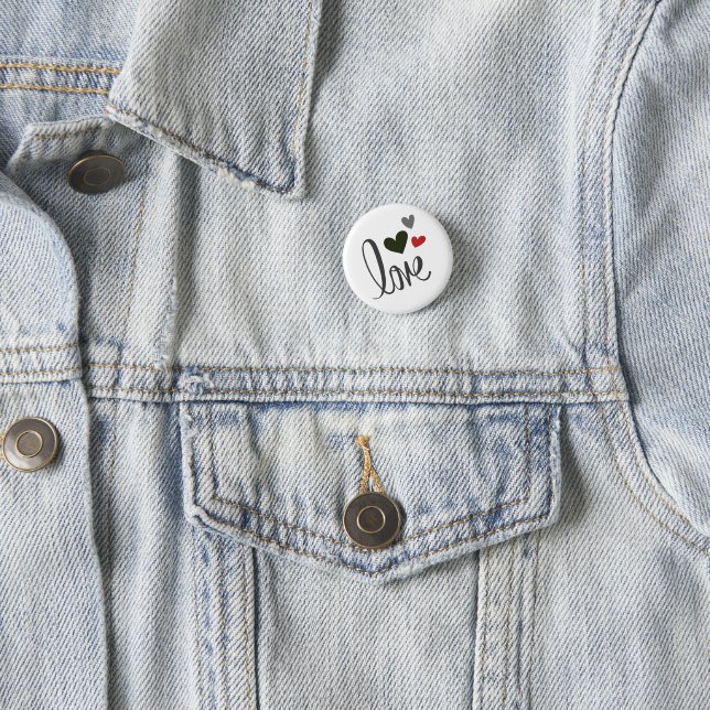 Süße Liebe Rot/Schwarze Herzen Valentinstag  Button (Beispiel)