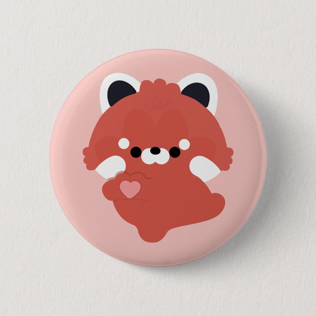 Süße Liebe Roter Panda Button (Vorderseite)
