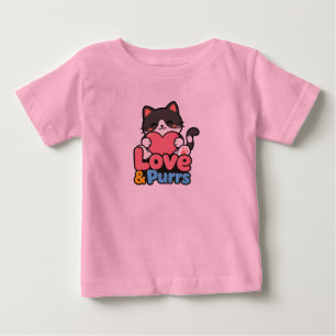 Süße Liebe & Schnurren Kawaii Katze hält Herz Baby T-shirt