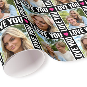 Süße Liebe zu Dir 4 Foto Collage Herz Modern Schwa Geschenkpapier