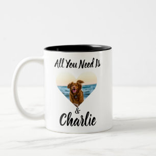 Süße Liebes-Hund-Foto Name Benutzerdefinierter Bec Zweifarbige Tasse