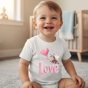 Süße Liebesbiene Rosa Herzen Baby Strampler
