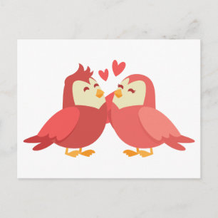Süße Liebesvögel Rot Burgunder Hochzeitsliebe Brau Postkarte