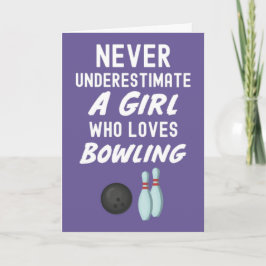 Süße lila Bowling-Karten für Baby-Mädchen Kinder Karte