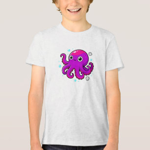 Süße lila Cartoon-Oktopus-Ozean-Meereslebewesen Tri-Blend Shirt