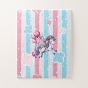 Süße lila Einhorn-Streifen-Pastellfarben-Puzzles 