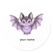 Süße lila Fledermaus Halloween Buntstift Illustrat