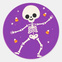 Süße lila fröhliche Halloween-Skelett-Aufkleber