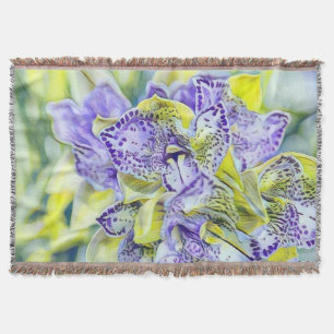 Süße lila gelbe Orchideen Blumen Aquarell  Decke