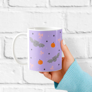 Süße lila Halloween-Fledermaus-Muster-Tasse Kaffeetasse