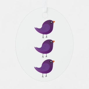 Süße lila kleine Vogelillustration Ornament Aus Metall