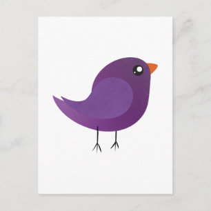 Süße lila kleine Vogelillustration Postkarte