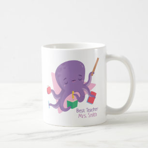 Süße lila Oktopus-Lehrerin Personalisiert Kaffeetasse