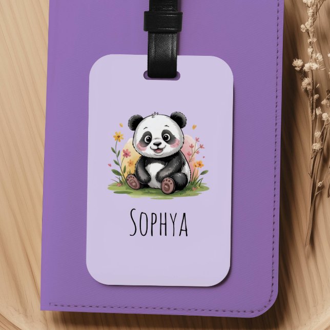 Süße lila Panda-Mädchen-Kinder Gepäckanhänger (Von Creator hochgeladen)