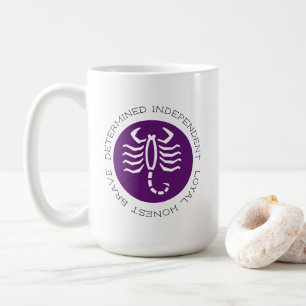 Süße lila Skorpion-Eigenschaften Zodiac-Sternzeich Kaffeetasse