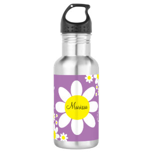Süße lila und weiße Gänseblümchen Floral Benutzern Edelstahlflasche