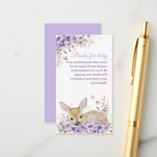 Süße lila violette florale Reh-Baby-Party Begleitkarte