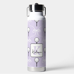 Süße lila weiße Schleife Golf Muster Monogramm Trinkflasche