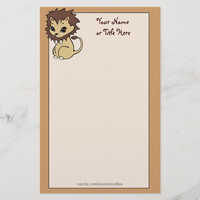 Süsse Lion Stationery Briefpapier (Vorderseite)