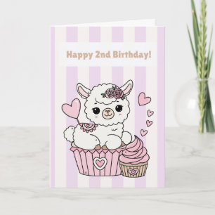 Süße Llama-Cupcake-Geburtstagsgrußkarte, leer inne Karte
