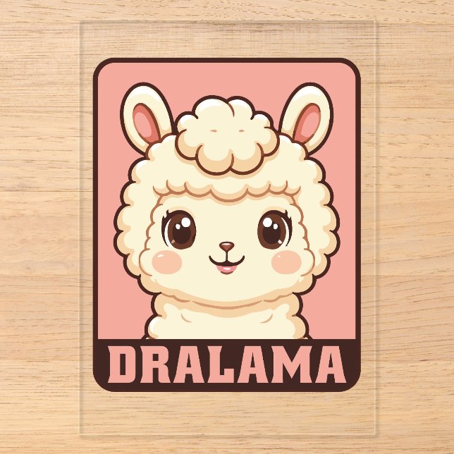 Süße Llama-Illustrationsdesign Acryleinladungen (Vorderseite)