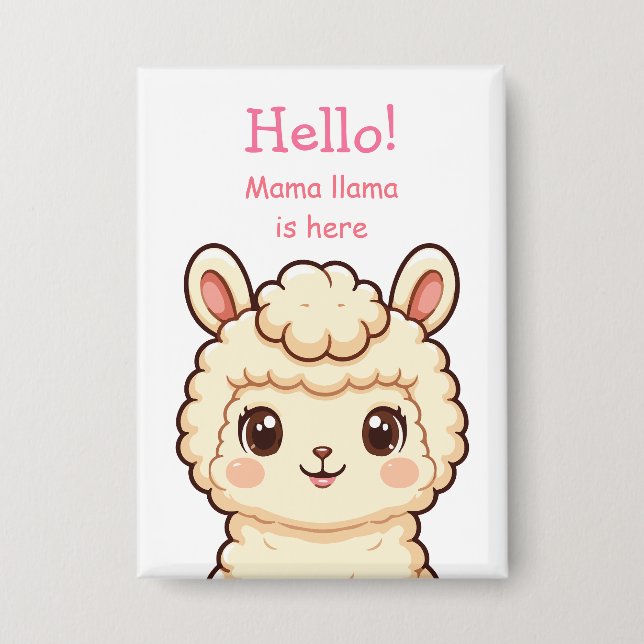 Süße Llama-Illustrationsdesign Button (Vorderseite)