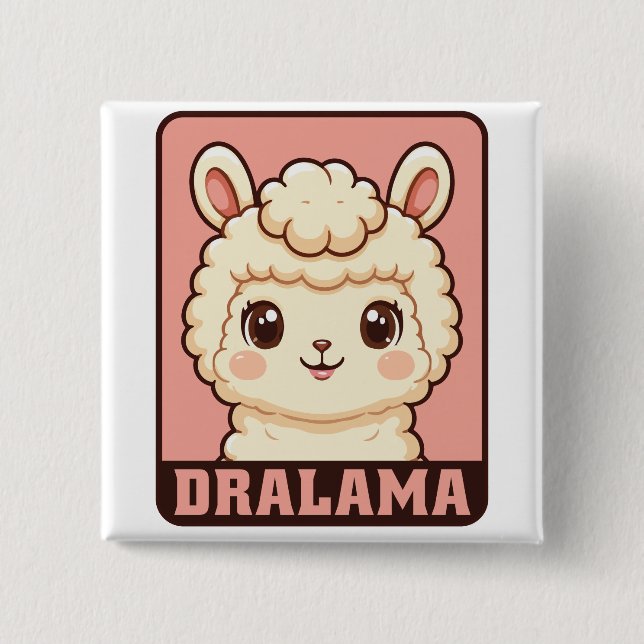 Süße Llama-Illustrationsdesign Button (Vorderseite)