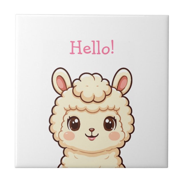 Süße Llama-Illustrationsdesign Fliese (Vorderseite)