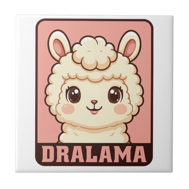 Süße Llama-Illustrationsdesign Fliese (Vorderseite)