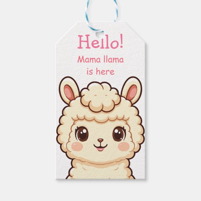 Süße Llama-Illustrationsdesign Geschenkanhänger (Vorderseite)