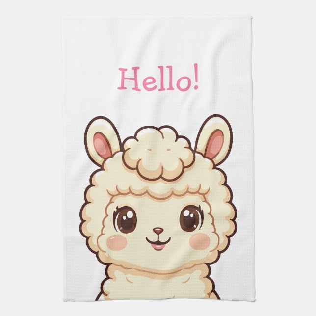 Süße Llama-Illustrationsdesign Geschirrtuch (Vertikal)