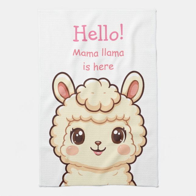 Süße Llama-Illustrationsdesign Geschirrtuch (Vertikal)
