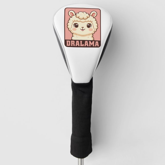 Süße Llama-Illustrationsdesign Golf Headcover (Vorderseite)