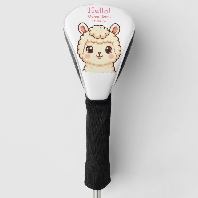Süße Llama-Illustrationsdesign Golf Headcover (Vorderseite)
