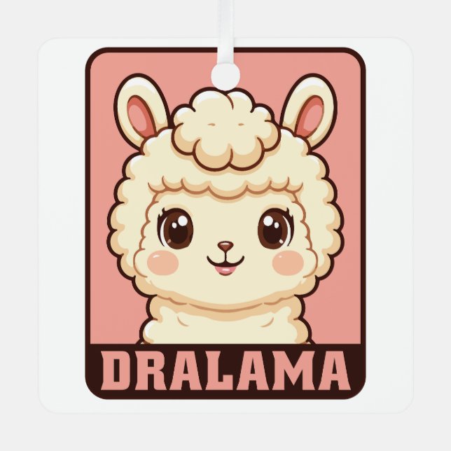 Süße Llama-Illustrationsdesign Ornament Aus Metall (Vorderseite)