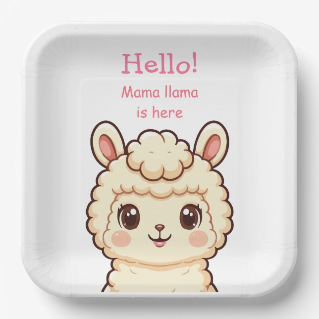 Süße Llama-Illustrationsdesign Pappteller (Vorderseite)